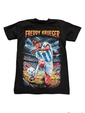 Freddy Krueger horror World Cup  Black Graphic Soccer T-Shirt